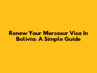 Renew Your Mercosur Visa In Bolivia: A Simple Guide